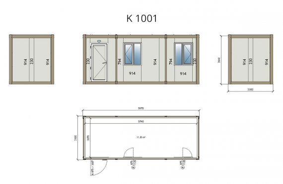 K1001: Простой Упакованный Контейнер, 2,3х6