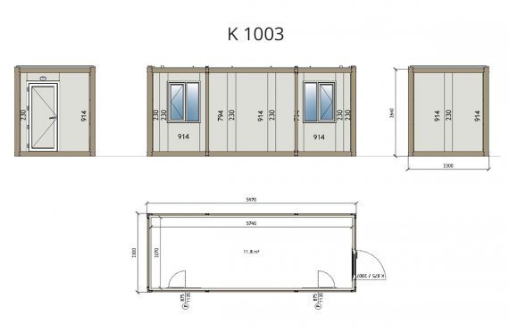 K1003: Простой Упакованный Контейнер, 2,3х6