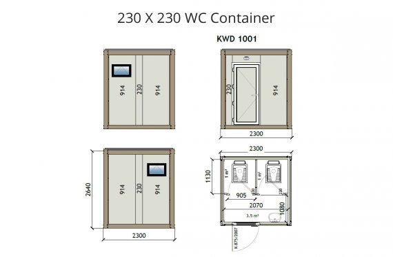 Туалет 230X230 Блок контейнер KW2