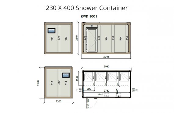 Душ 230X400 Блок контейнер KW4